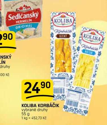KOLIBA KORBÁČIK vybrané druhy 55 g