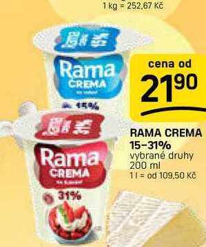 RAMA CREMA 15-31% vybrané druhy 200 ml