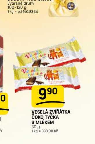 VESELÁ ZVÍŘÁTKA ČOKO TYČKA S MLÉKEM 30 g