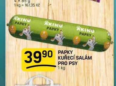 PAPKY KUŘECÍ SALÁM PRO PSY 1 kg 
