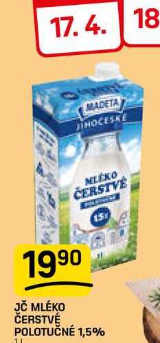 JČ MLÉKO ČERSTVÉ POLOTUČNÉ 1,5% 1l