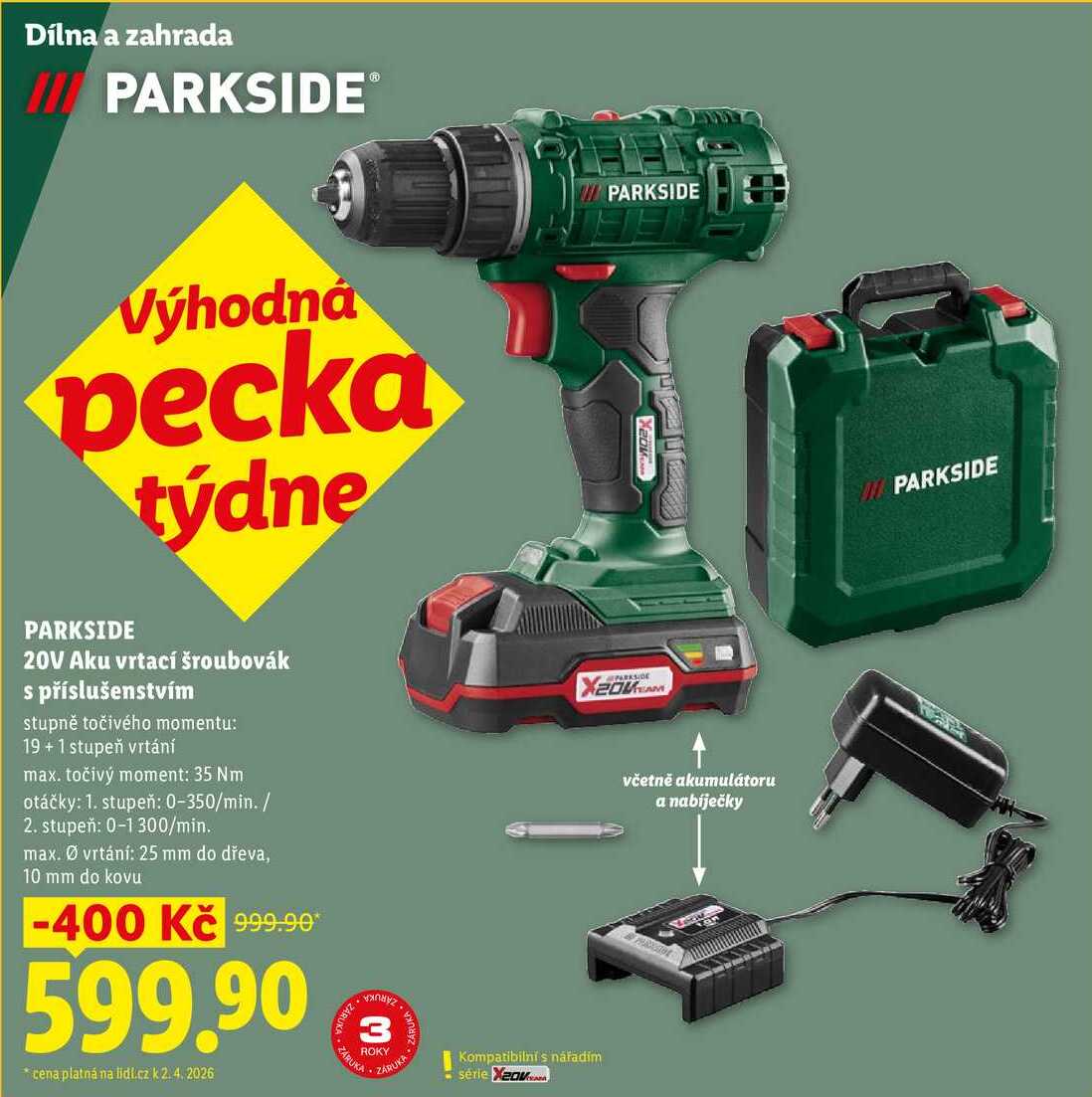 PARKSIDE 20V Aku vrtací šroubovák s příslušenstvím 