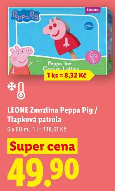 LEONE Zmrzlina Peppa Pig/Tlapková patrola, 6x 60 ml