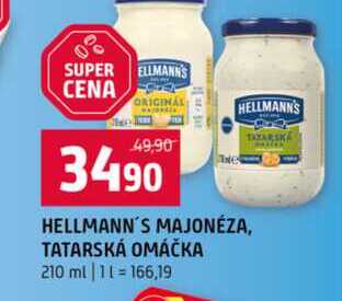 HELLMANN'S MAJONÉZA, TATARSKÁ OMÁČKA 210 ml 