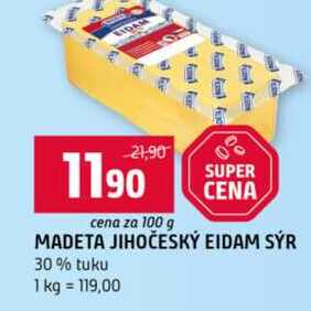 MADETA JIHOČESKÝ EIDAM SÝR 30% tuku 100g