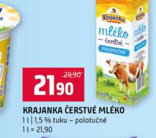 KRAJANKA ČERSTVÉ MLÉKO 1l 1,5% tuku polotučné 