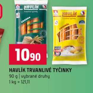 HAVLÍK TRVANLIVÉ TYČINKY 90 g vybrané druhy
