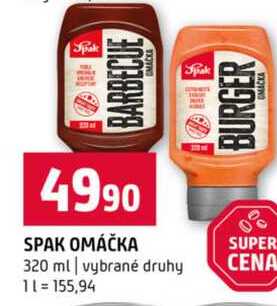 SPAK OMÁČKA 320 ml vybrané druhy