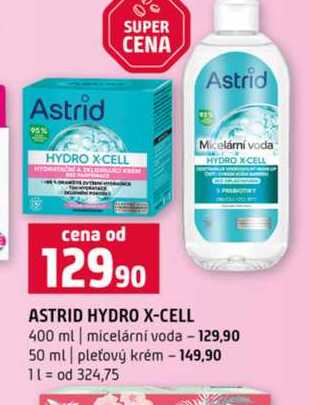 ASTRID HYDRO X-CELL 400 ml micelární voda 50 ml pleťový krém