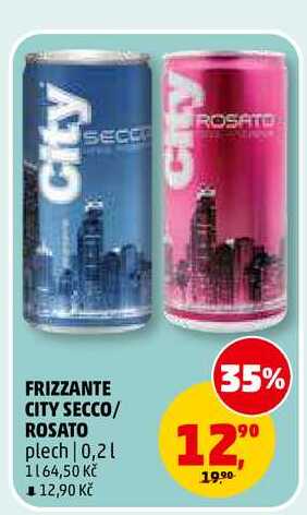 FRIZZANTE CITY SECCO/ROSATO plech, 0,2 l