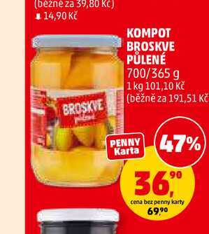 KOMPOT BROSKVE PŮLENÉ, 700 g