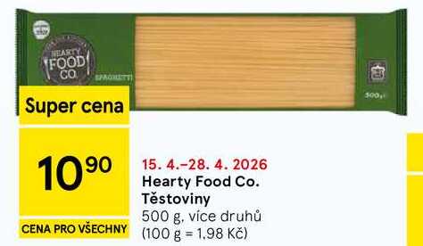 Hearty Food Co. Těstoviny, 500 g, více druhů
