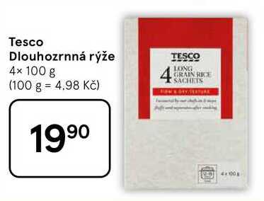 Tesco Dlouhozrnná rýže, 4× 100 g 