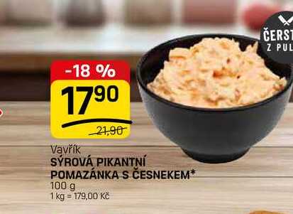 SÝROVÁ PIKANTNÍ POMAZÁNKA S ČESNEKEM 100 g 