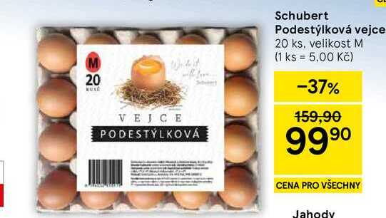 Schubert Podestýlková vejce, 20 ks, velikost M