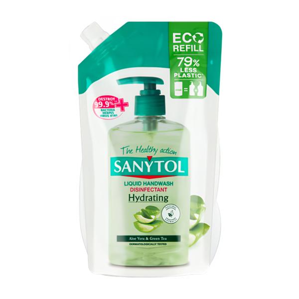 Sanytol Dezinfekční hydratující tekuté mýdlo Zelený čaj & Aloe Vera - náhradní náplň
