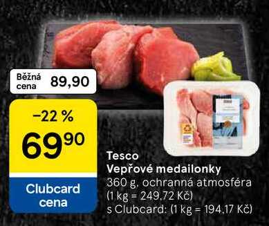 Tesco Vepřové medailonky, 360 g