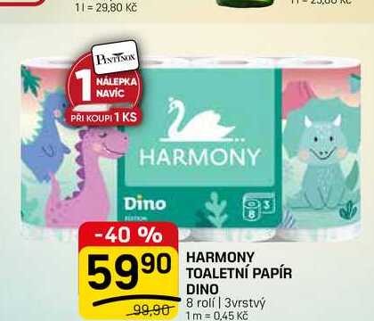 HARMONY TOALETNÍ PAPÍR DINO 8 rolí