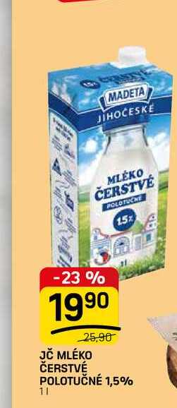 JČ MLÉKO ČERSTVÉ POLOTUČNÉ 1,5% 1l
