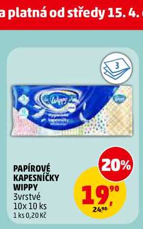 PAPÍROVÉ KAPESNÍČKY WIPPY, 10x 10 ks