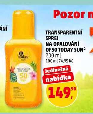 TRANSPARENTNÍ SPREJ NA OPALOVÁNÍ OF50 TODAY SUN, 200 ml