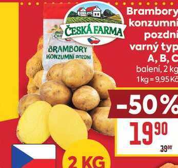 Brambory konzumní pozdní varný typ A, B, C 2 kg 