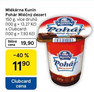 Mlékárna Kunín Pohár Mléčný dezert, 150 g 