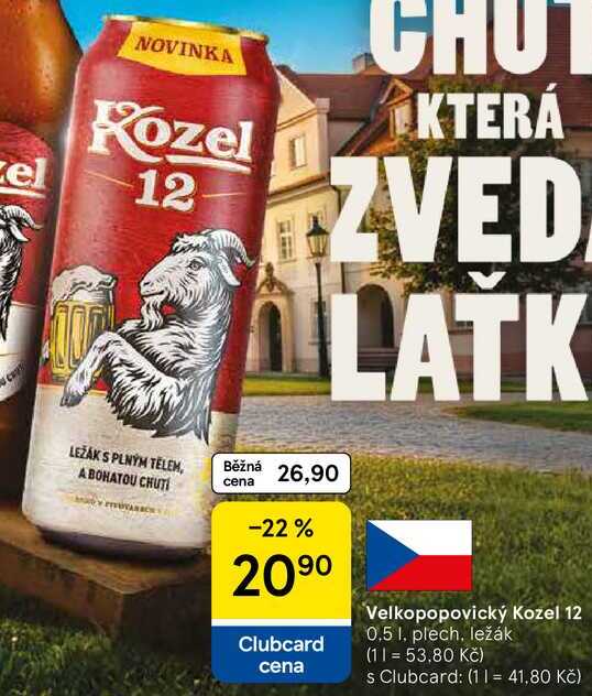 Velkopopovický Kozel 12, 0.5 I, plech, ležák