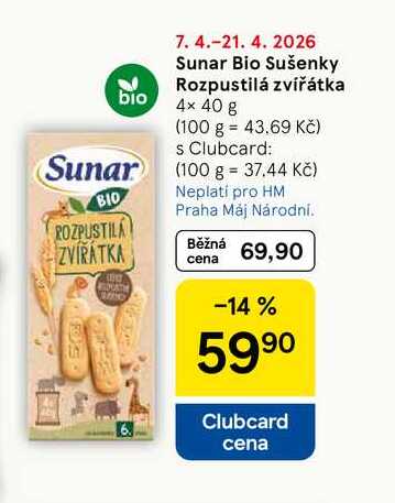 Sunar Bio Sušenky Rozpustilá zvířátka, 4× 40 g 