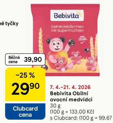Bebivita Obilní ovocní medvídci, 30 g 