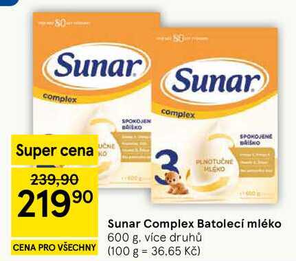Sunar Complex Batolecí mléko, 600 g, více druhů 