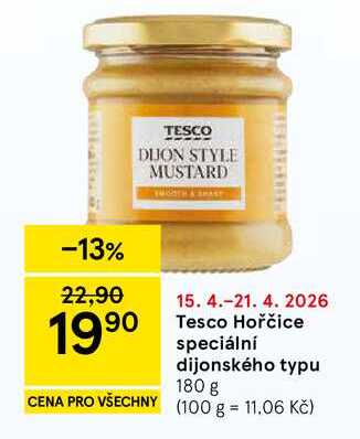 Tesco Hořčice speciální dijonského typu, 180 g 