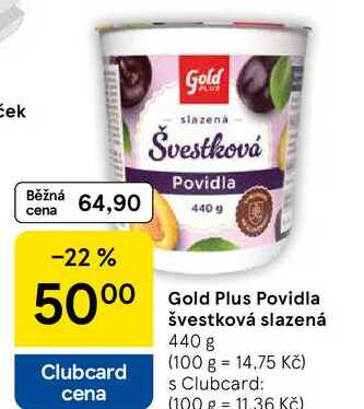 Gold Plus Povidla švestková slazená, 440 g 