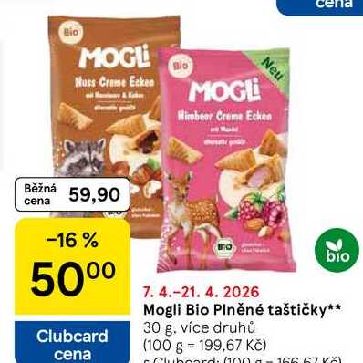  Mogli Bio Plněné taštičky, 30 g. více druhů  