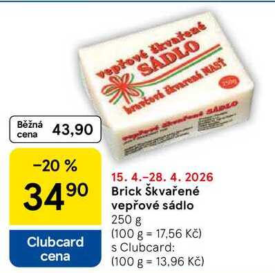 Brick Škvařené vepřové sádlo, 250 g