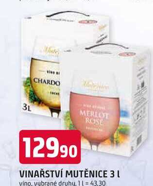 MERLOT ROSE VINAŘSTVÍ MUTĚNICE 3 L víno