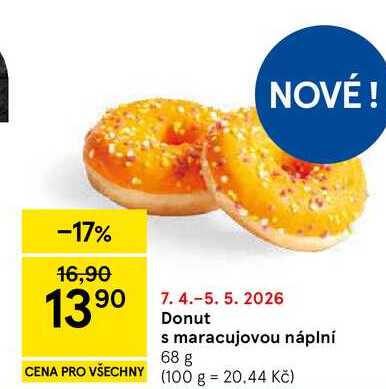 Donut s maracujovou náplní, 68 g