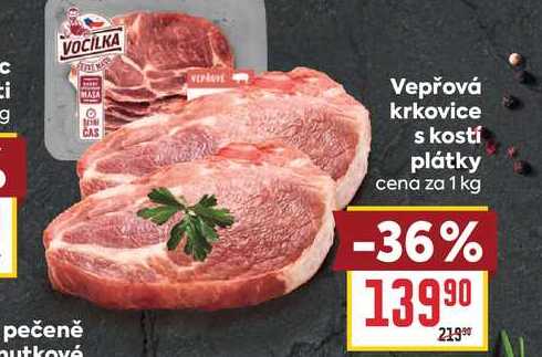 Vepřová krkovice s kostí plátky cena za 1 kg 