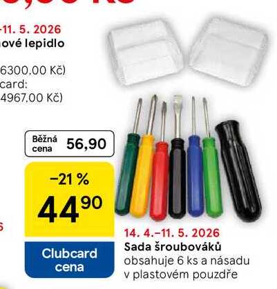 Sada šroubováků, obsahuje 6 ks a násadu v plastovém pouzdře 