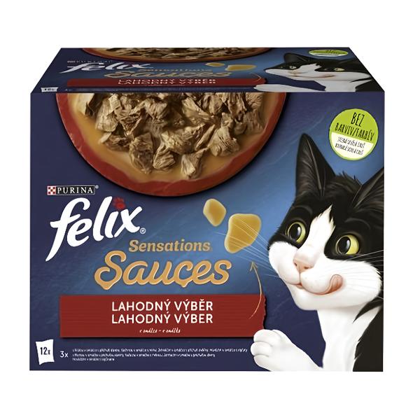 Felix Sensations Sauces kapsičky pro kočky hovězí, jehněčí, krůta, kachna v omáčce 12x85g
