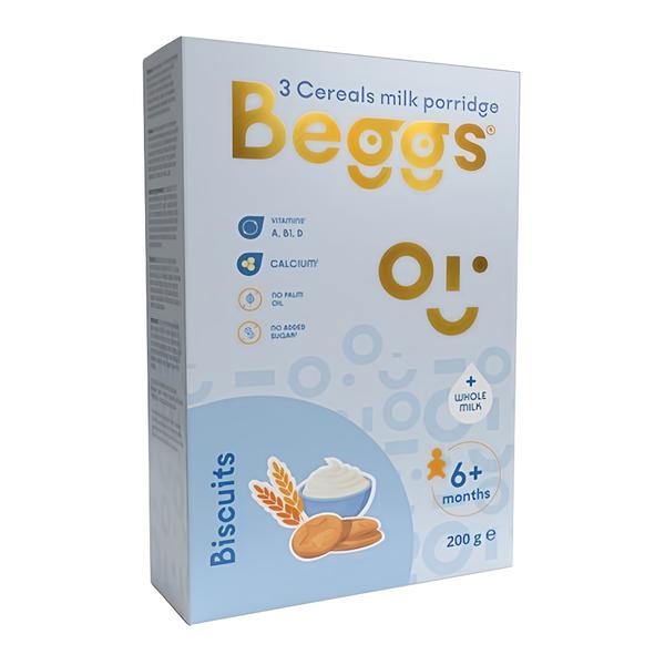 Beggs Mléčná 3zrnná kaše se sušenkami
