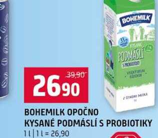 BOHEMILK OPOČNO KYSANÉ PODMÁSLÍ S PROBIOTIKY 1l
