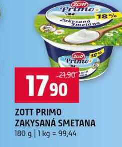 ZOTT PRIMO ZAKYSANÁ SMETANA 180 g
