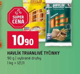 HAVLÍK TRVANLIVÉ TYČINKY 90 g vybrané druhy 