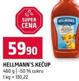 HELLMANN'S KEČUP 460 g -50% cukru