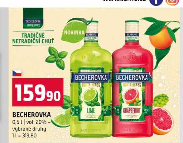 BECHEROVKA 0,5l vol. 20%- vybrané druhy 