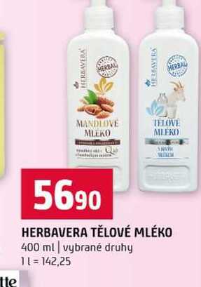 HERBAVERA TĚLOVÉ MLÉKO 400 ml vybrané druhy 