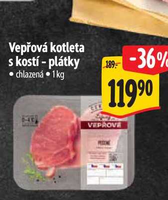 Vepřová kotleta s kostí - plátky 1 kg