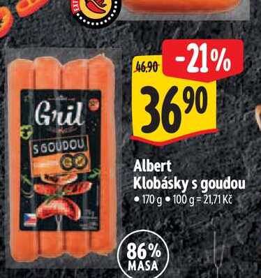   Albert Klobásky s goudou 170 g  