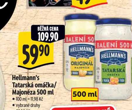   Hellmann's Tatarská omáčka/ Majonéza 500 ml 
